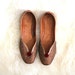 vintage MOROCCAN SLIPPERS embroidered flats BOHEMIAN tan leather . ladies 8.5 - 9