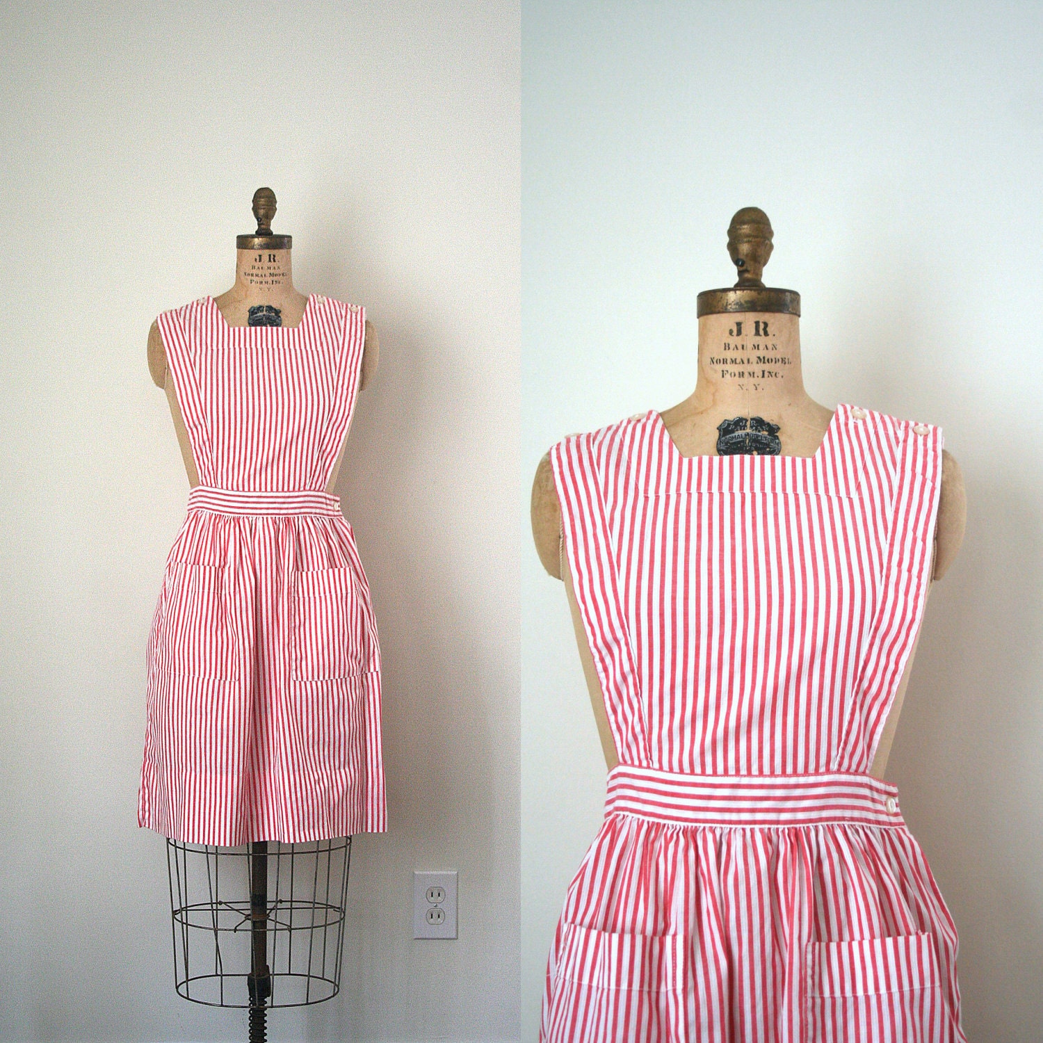 Vintage Pinafore Dress 1950 S Nurse Uniform Candy Striper