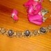 Intricate/Lovely BOOKCHAIN Link Blue Glass Cabachons VICTORIAN REVIVAL Vintage Gold Plate Bracelet