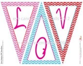 Valentines Day - wedding - chevron "LOVE" - DIY Printable Pennant Banner - photo prop Il_170x135