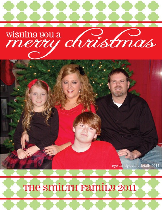 PHOTO CARDS - Wishing You a Merry Christmas - Digital Printable Holiday Christmas Photo Card Il_570xn