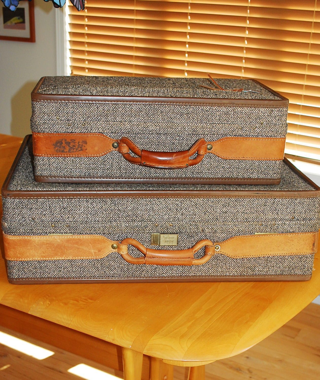 Hartmann Luggage Suitcase Set of 2 Vintage Tweed Luggage