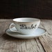 RESERVED Harlot Teacup Saucer - Hand Painted Vintage Altered China