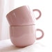 Vintage Mugs Pink Peach Stoneware Tea Cups Coffee Mugs Shabby Chic Rose Feminine Romantic, Set of 2- Vintage Home Decor