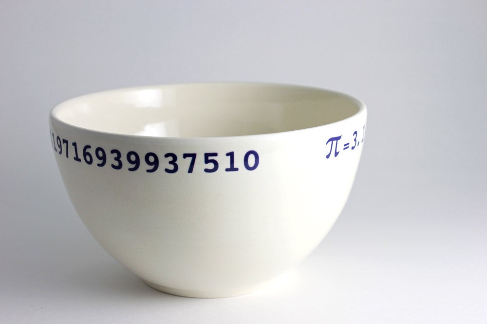 Pi Bowl 3.14... Math Bowl in White and Blue