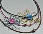 Flower necklace Blue necklace Pink necklace Purple necklace Glass necklace Fabric necklace Wedding jewelry Bridesmaid necklace