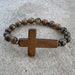 S t r e n g t h - Bone cross, tiger ebony and African trade beads men mala bracelet ONSALE ON SALE