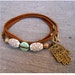 leather wrap bracelet - Genuine Greek leather, Middle Eastern hand painted beads, and protective Hamsa hand charm