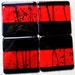 Set of 4 Red and Black Hand Made Fused Glass Coasters SRA