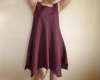linen dress linen tunic lagenlook dress asymmetric linen dress loose fitting dress made to order