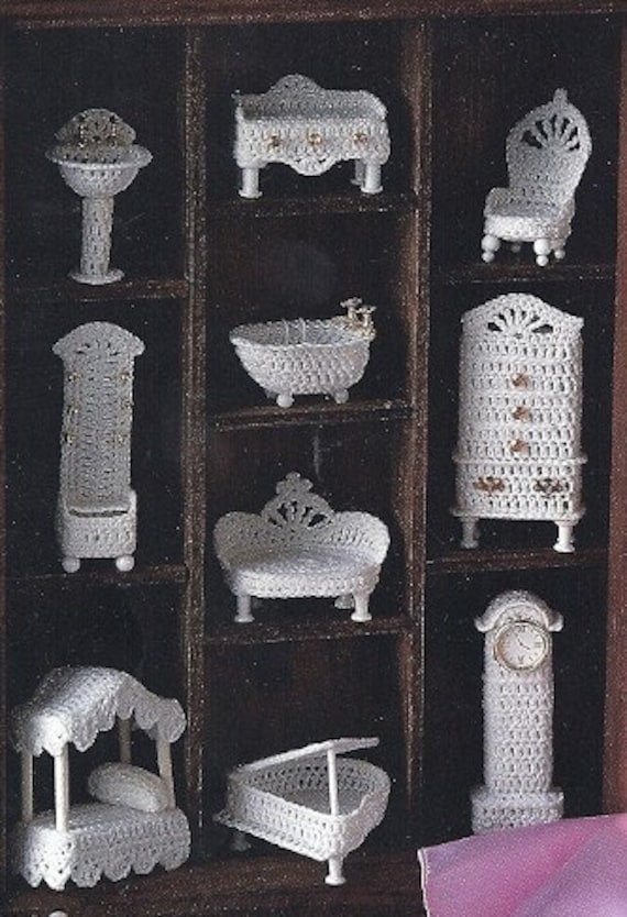 Crochet Miniature Victorian Doll House Furniture Ornament