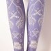 Pirate Printed Tights Sailor Nautical Small Lilac Octopus Narwhal Squid Skull and Anchor White Pearl on Lilac Women