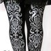 Art Nouveau Black Tights Silver Print Extra Large Metallic