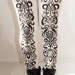 Art Nouveau Printed Black and White Tights Small Medium Black on White Womens Fashion Pattern Leggings