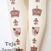 Crown Fleur De Lis Printed Tights Small Medium Brown on Cream Women Lolita Royal Victorian Medieval