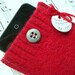 iPod Case, iPhone Sleeve, RED Cell Phone Cover, Upcycled iPhone 4 Cover by WormeWoole