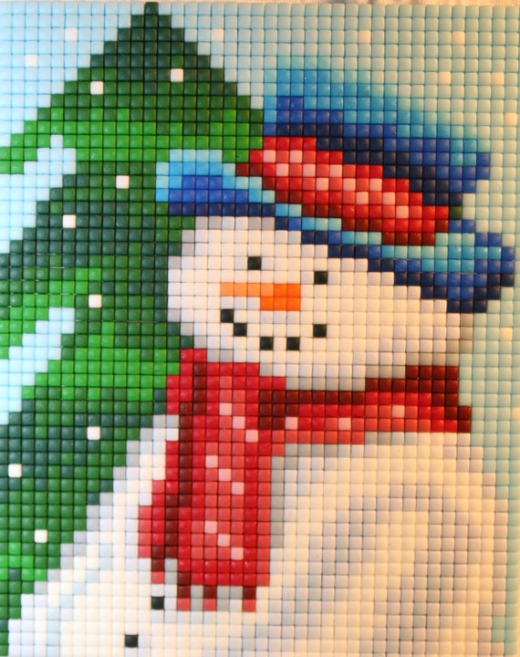 Items Similar To Snowman Done In Pixel Hobby Mosaic On Etsy