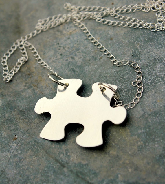 Puzzle Piece Necklace Hand Stamped by whiteliliedesigns on Etsy