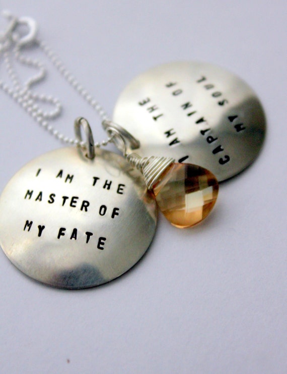 I am the Master Of My Fate Necklace Gift by whiteliliedesigns