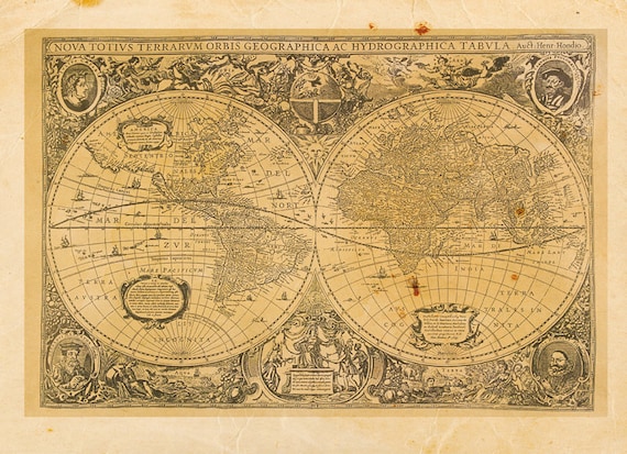 Vintage World Map Print 8x10 P46