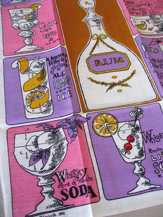 Pink rum. FABULOUS vtg Old Bleach Irish linen bar by fuzzandfu
