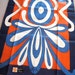 Swirly red white blue Vera WT. Vtg kitchen or tea towel, linen. Excellent condition.