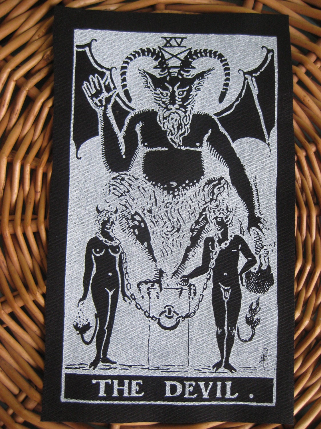 The Devil Tarot Card handmade screen by PoisonApplePrintshop. 