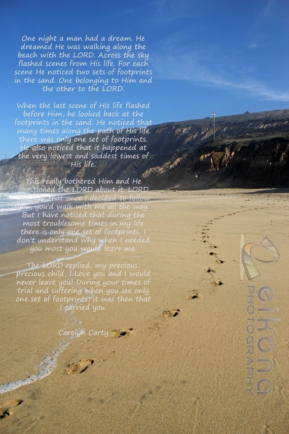 footprints in the sand poem on the pacific coast 9 x