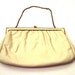 1950s Ivory Leather Purse - Small Cream Colored Handbag by Etra