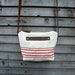 antique linen small day bag/satchel with oiledbrown leather strap