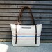 recycled antique linen carry all/tote bag with double buckle closure