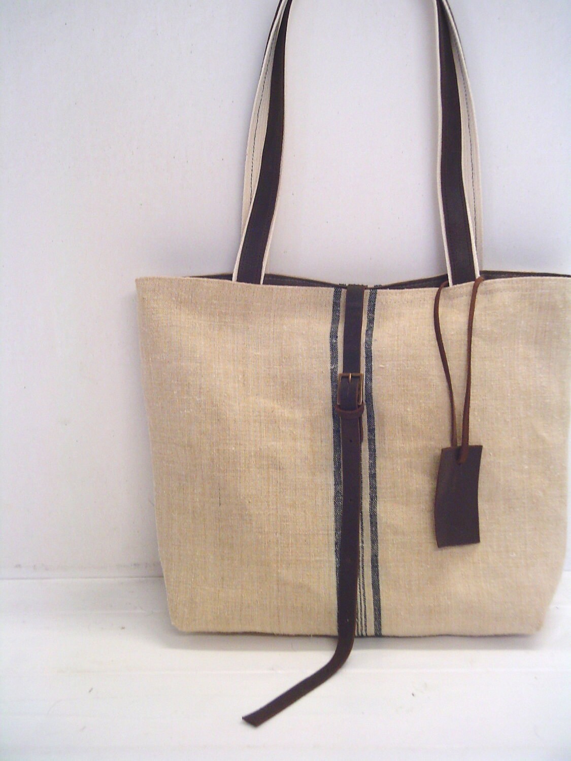 recycled antique linen tote bag LS2011collection