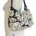 Leather Flower Handbag Purse, Leather Hobo Bag, Flower Bag Grey & White Leather Bag