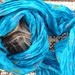 Handmade- Scarf -Deepskyblue- Silk Scarf - woman FALL WINTER accesories...Recycled sari t010