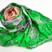 Silk Scarf Recycled green and salmon Sari woman accesories V