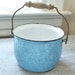 RESERVED for Nikki SALE! Antique Blue and White Enamelware Pail with Handle