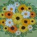 Finished Vintage Embroidery Crewel Daisies on Green Retro