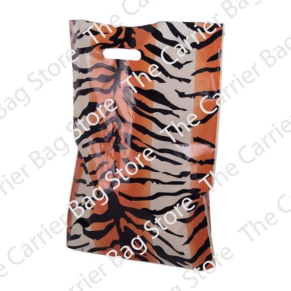 Items similar to 100 Pack Animal Print Plastic Bags Tiger 12 x 12
