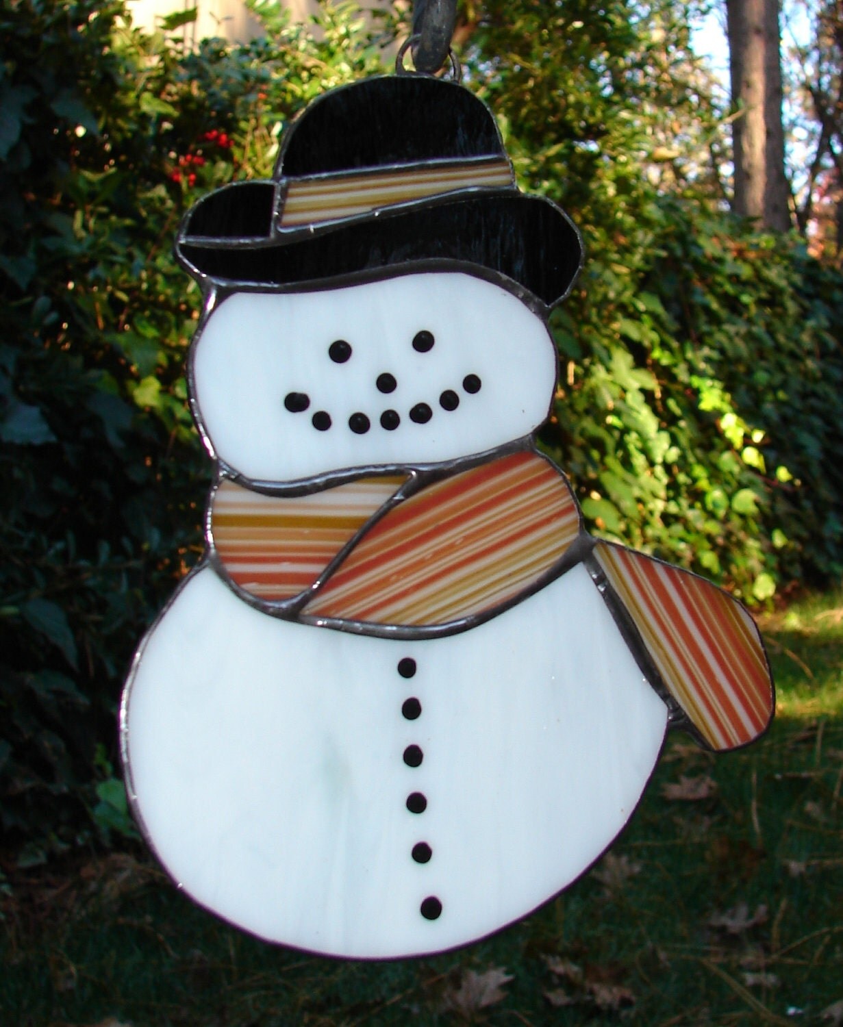 Cute Snowman Stained Glass Suncatcher