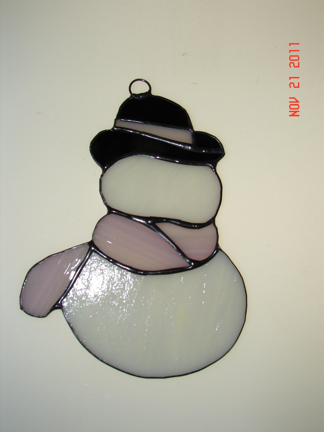 Cute Snowman Stained Glass Suncatcher