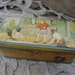 Exquisite french tin box wicker basket trompe l'oeil with mice