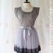 Lady In Tokyo - Sweet Gray Toned Girly Dress Pucker Round Neck Two Layers Skirt With Tutu and Black Lace Party Wedding Cocktail Dinner