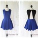 A Party - Girly Style Cocktail Party Prom Dinner Dress Royal Blue And Black Two Toned Open Top Back Sexy Lovely Dress XS-S