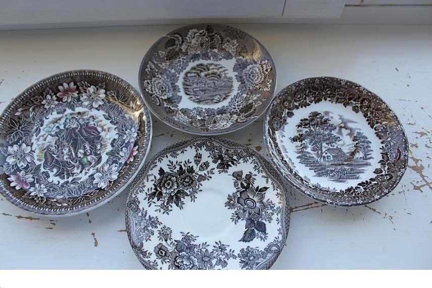 Vintage Set of English Plates Instant Collection of Four