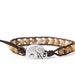 the lucky elephant Beaded Leather Wrap Bracelet - Brown Natural Stone with GOOD LUCK ELEPHANT