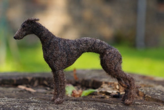 Needle felted whippet sculpture