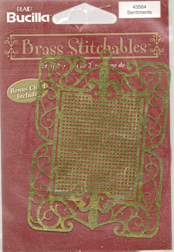 Plaid Bucilla Brass Stitchables SENTIMENTS Set of 2 Templates