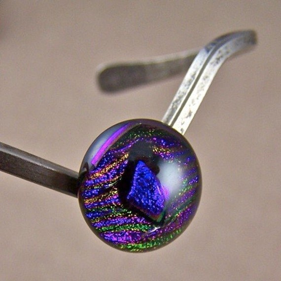 Purple Dichroic V Cuff Bracelet 1/2 12mm Violet