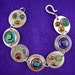 Dichroic Sterling Bracelet & Natural Stones Silver Bezel Fuse Glass Blue Green Copper Tigereye