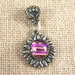 CLOSEOUT DiSCOUNT Flower Dichroic Pendant - Pink Magenta Fused Glass on Pewter